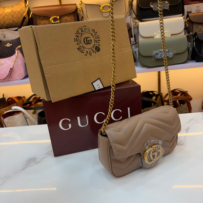 GG Marmont Mini Sling Bag - Beige (Ultra Premium Double Box)