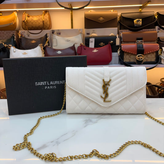 YSL Clutch Sling - White