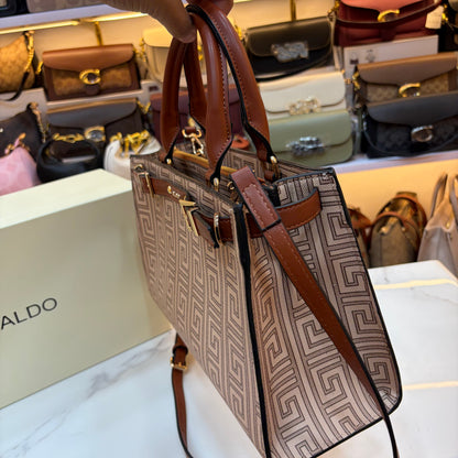 ALD Geometric Monogram Satchel - Brown