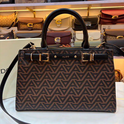 ALD Geometric Monogram Satchel - Black