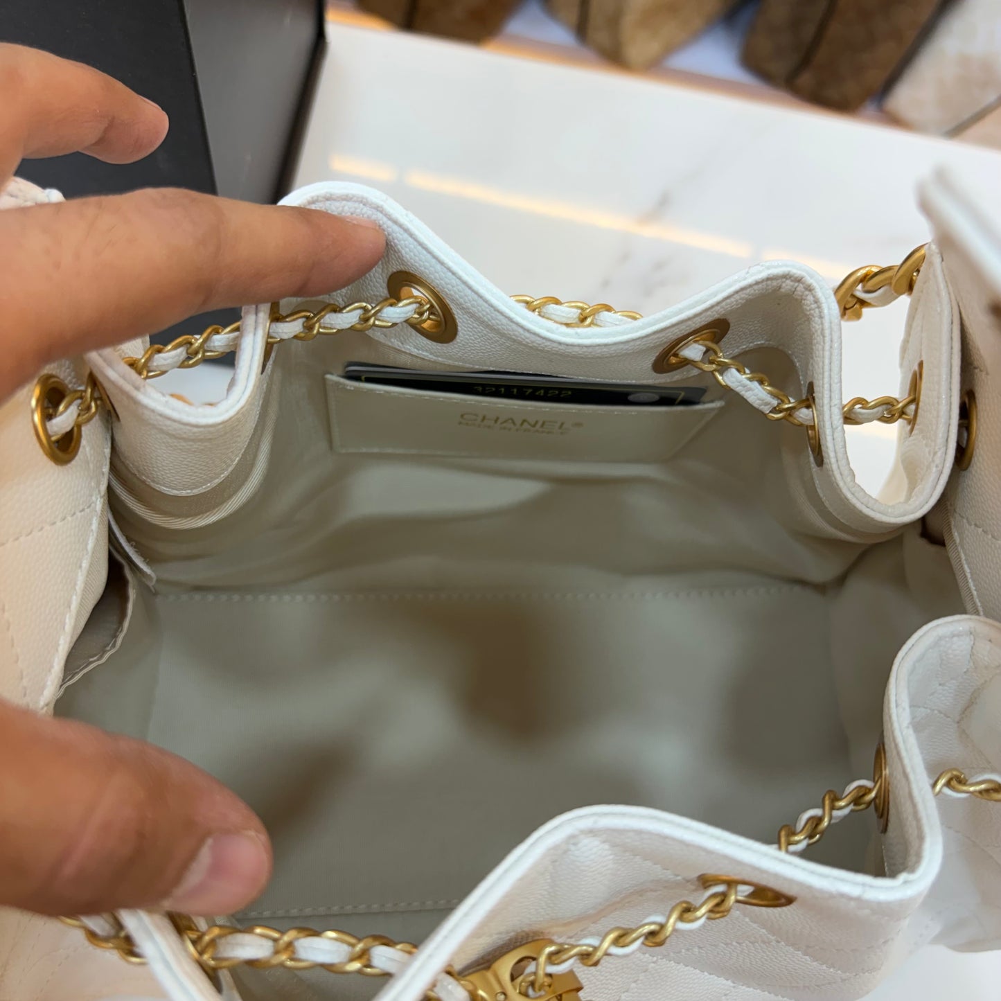 Chanel 25 Medium Handbag - White