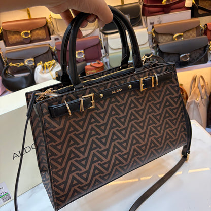 ALD Geometric Monogram Satchel - Black