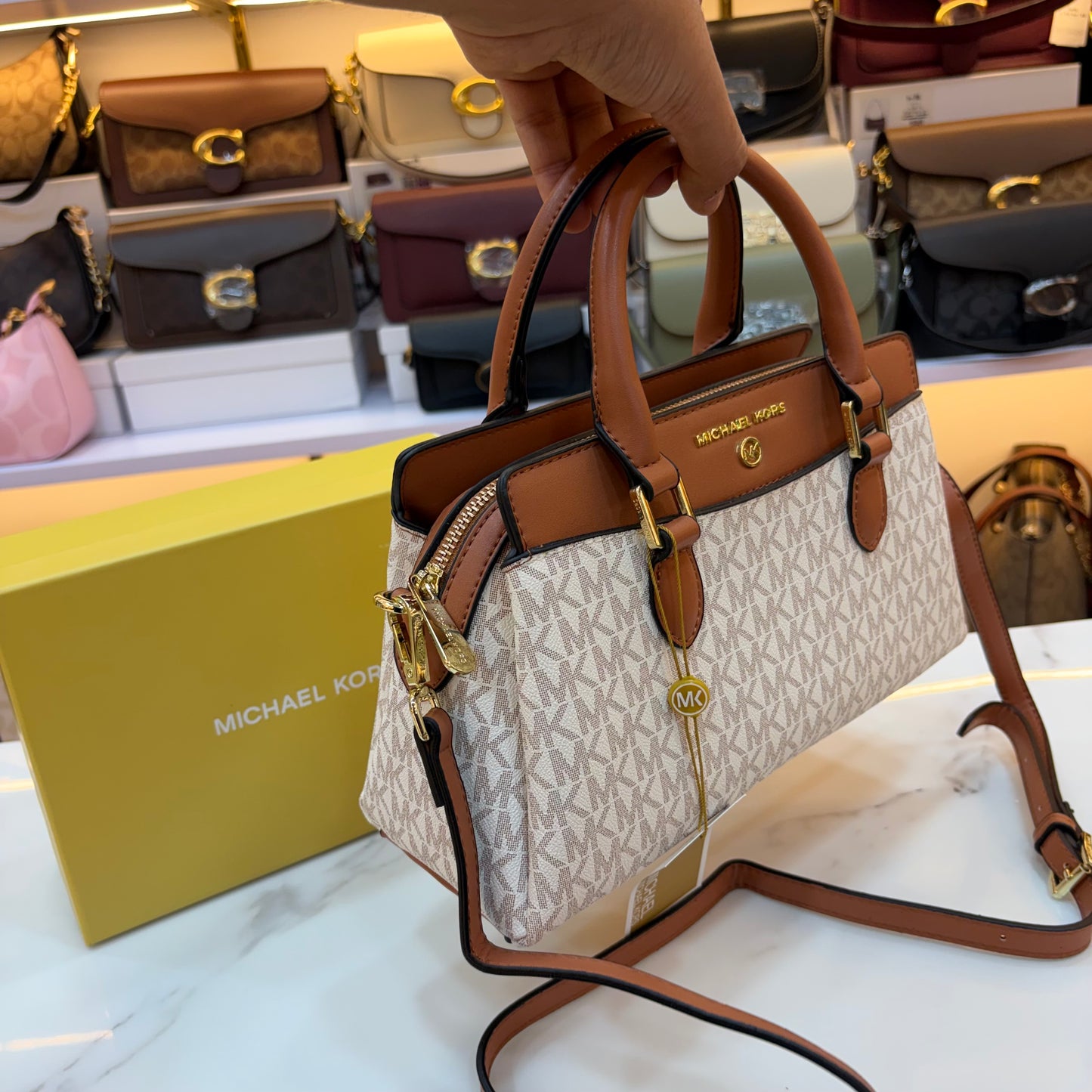 MK Satchel - White Tan