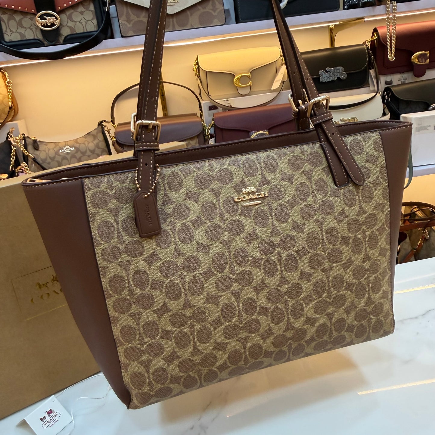 COCH Zip Top Tote Bag - Apricot Coffee