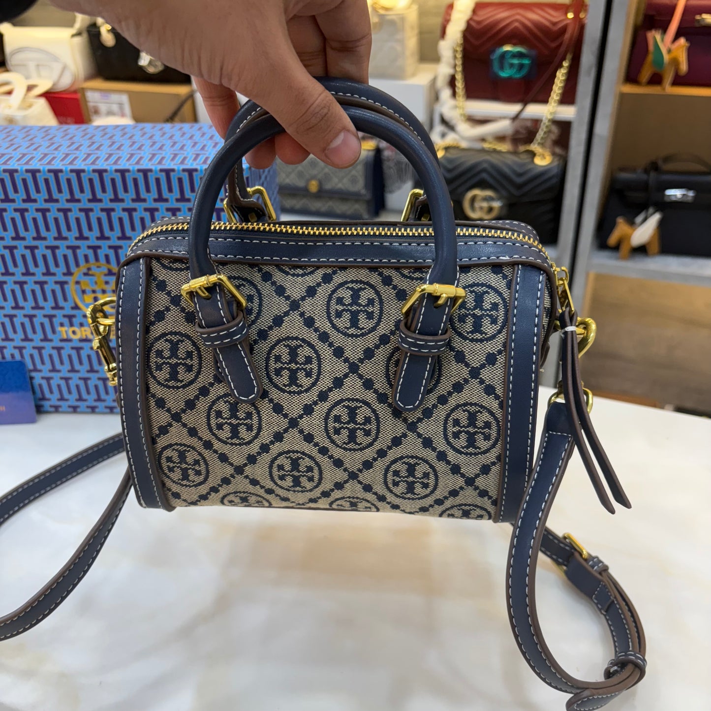 TB Monogram Speedy - Blue Colour