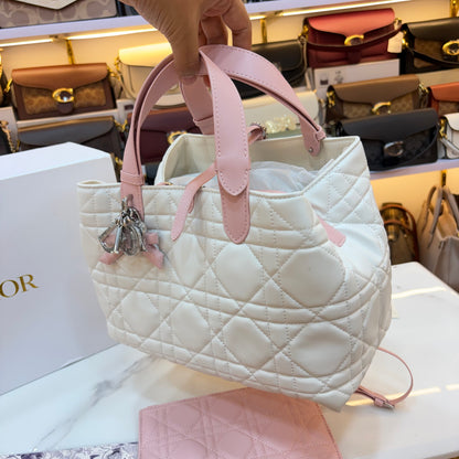 CD Toujours Vertical Tote Bag - White & Pink