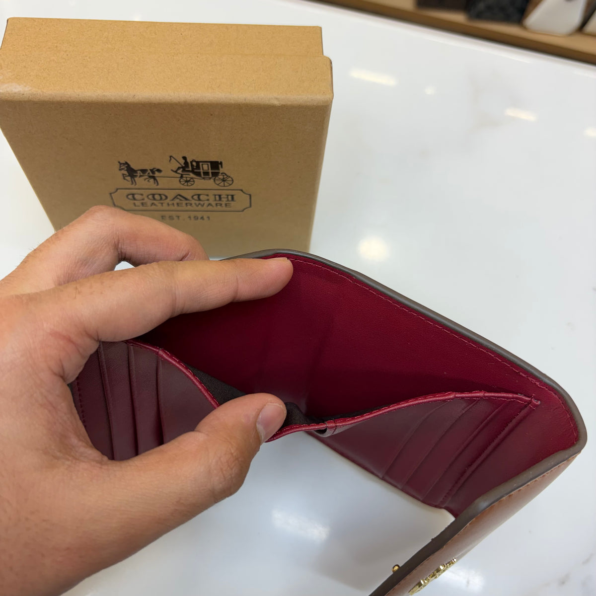 Coch Trifold Wallet - Signature Brown