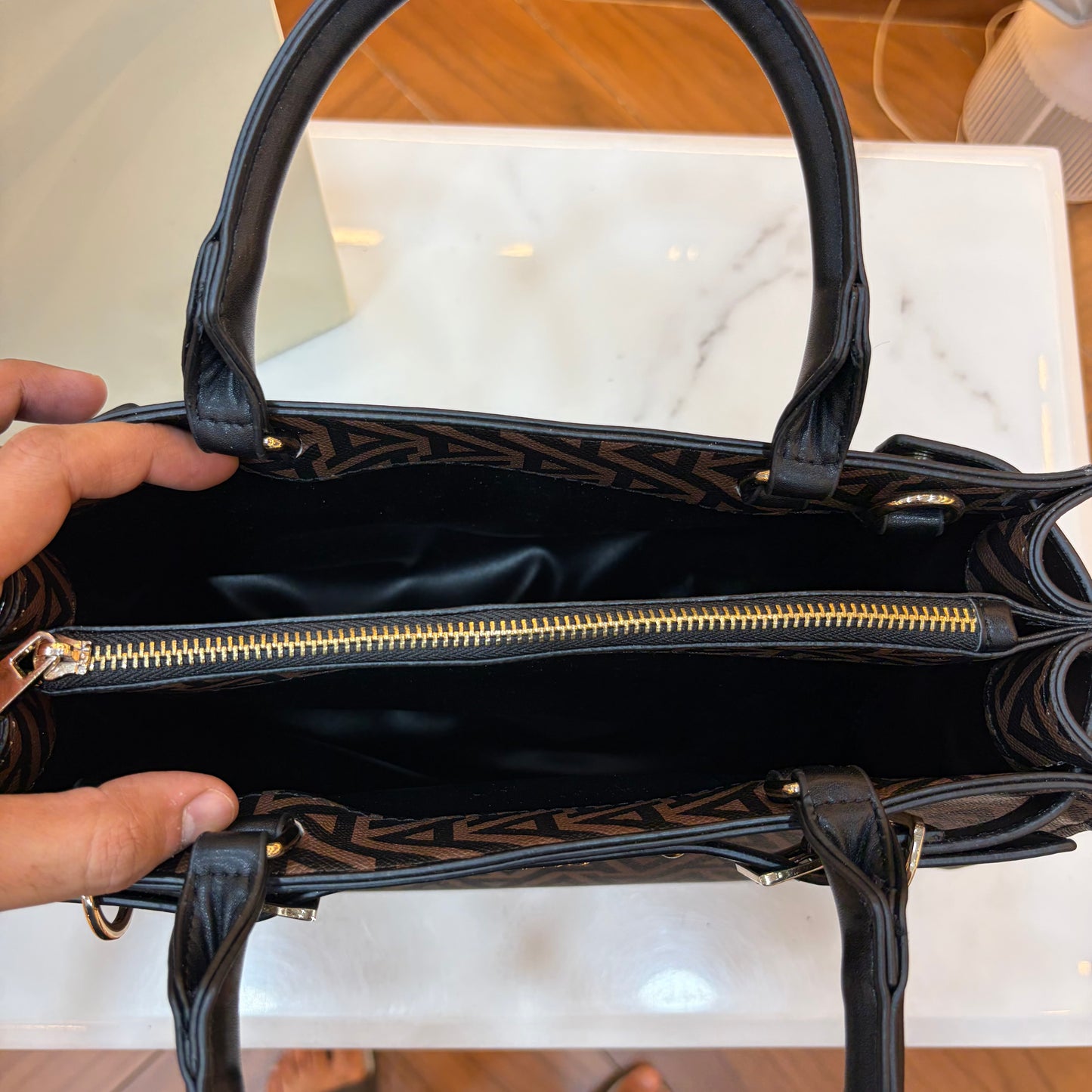 ALD Geometric Monogram Satchel - Black