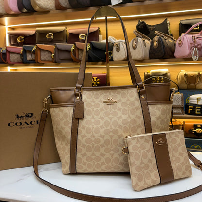 Coch Premium Tote With Wallet - Light Apricot