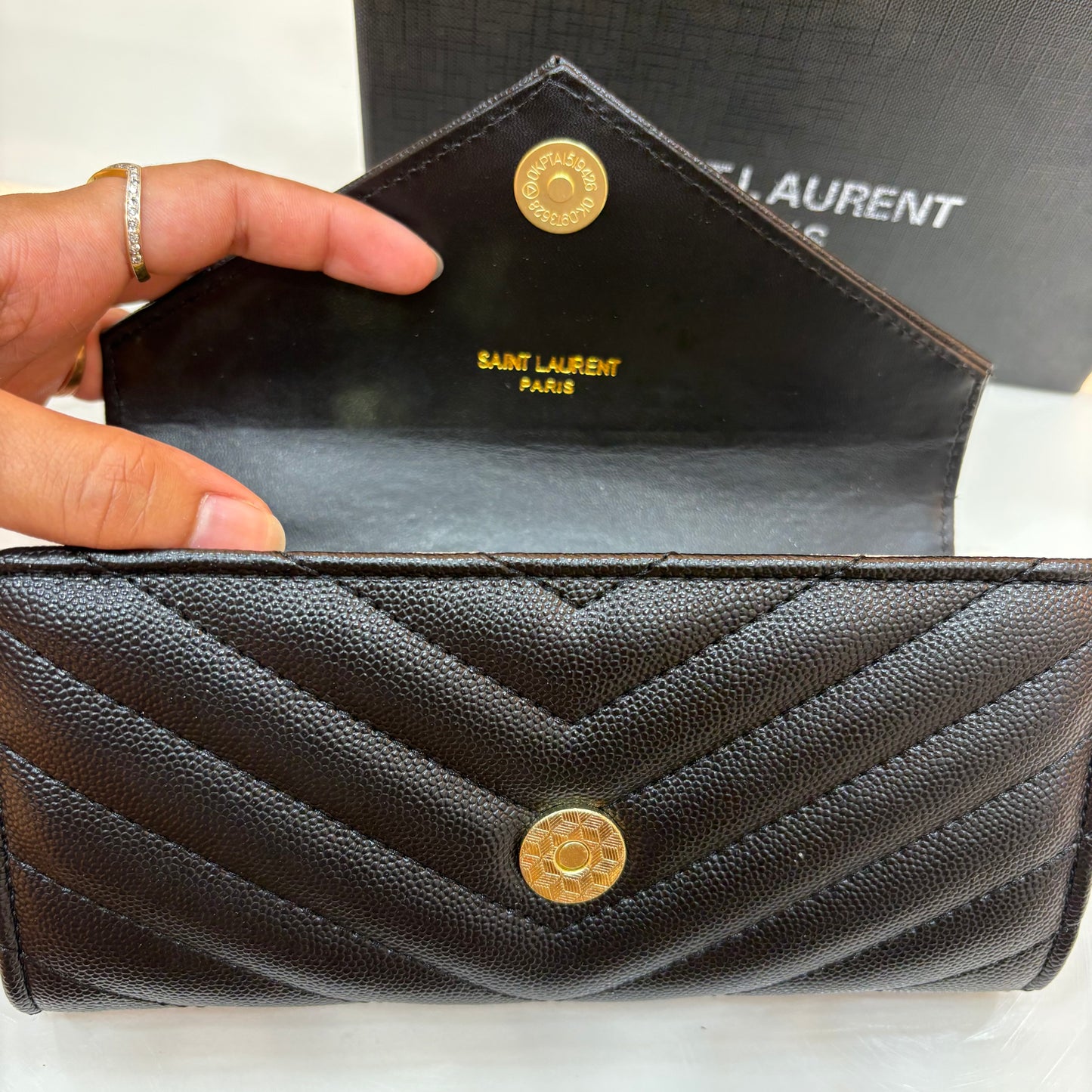 YSL Envelope Premium Wallet - Black