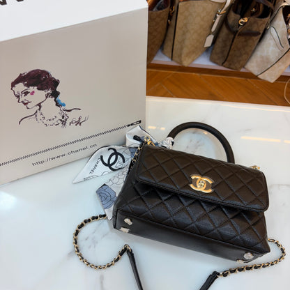 CHNL Coco Handle Flap Bag - Black