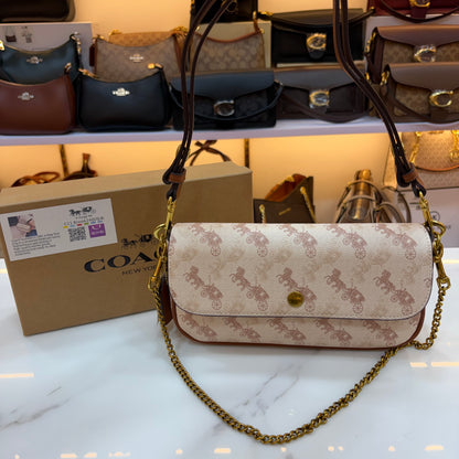 COCH Signature Canvas Brook Flap Chain Bag - Creme Colour
