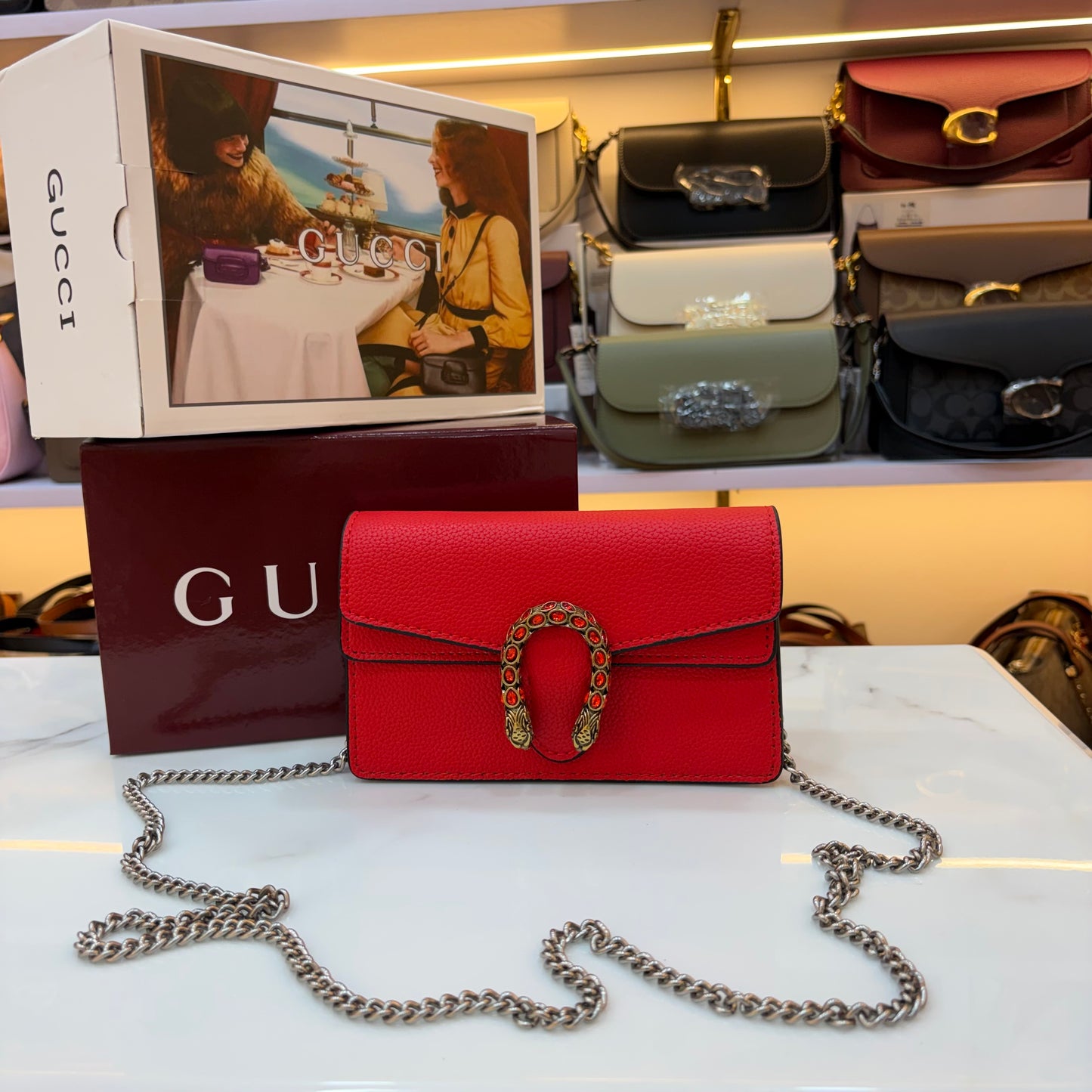 GG Diana Crossbody Bag (Double Box Packaging) - Red