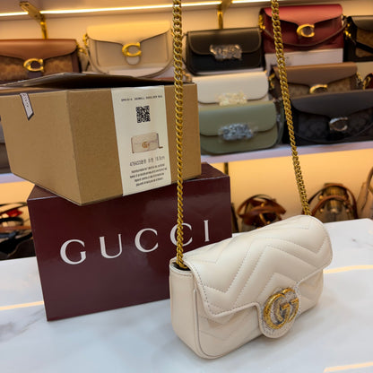 GG Marmont Mini Sling Bag - White (Ultra Premium Double Box)