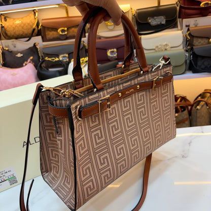 ALD Geometric Monogram Satchel - Brown