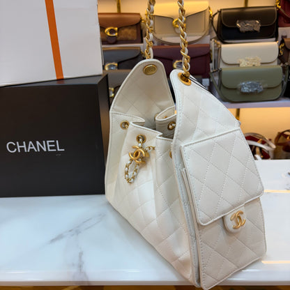 Chanel 25 Medium Handbag - White