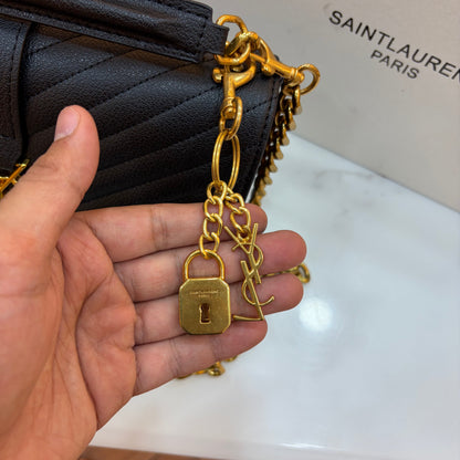 YSL Black Monogram College Leather Satchel