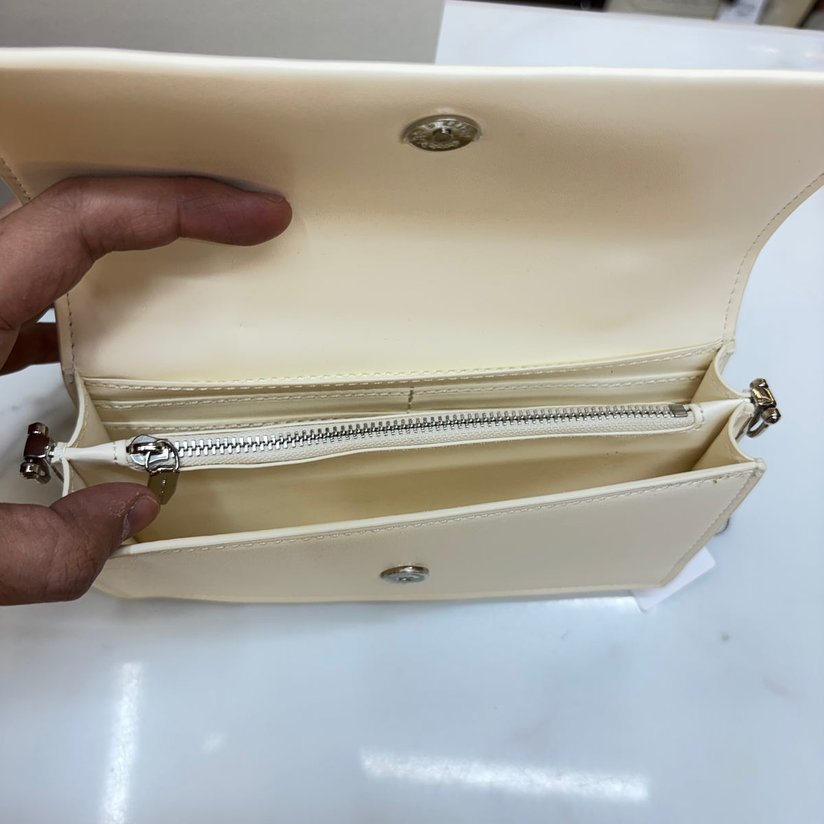 CNK Kristine Sculptural Handle Handbag - Cream