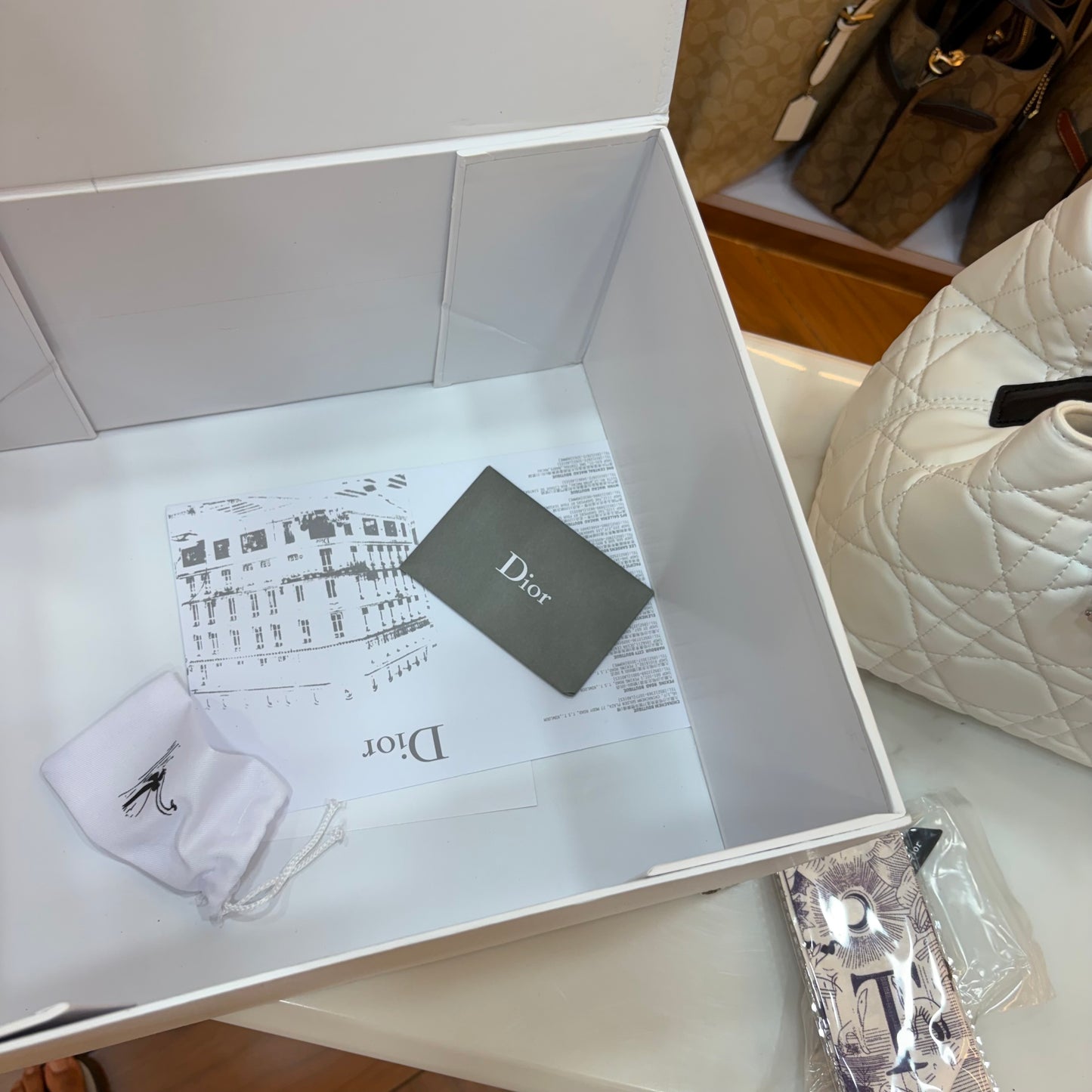 CD Toujours Vertical Tote Bag - White & Black