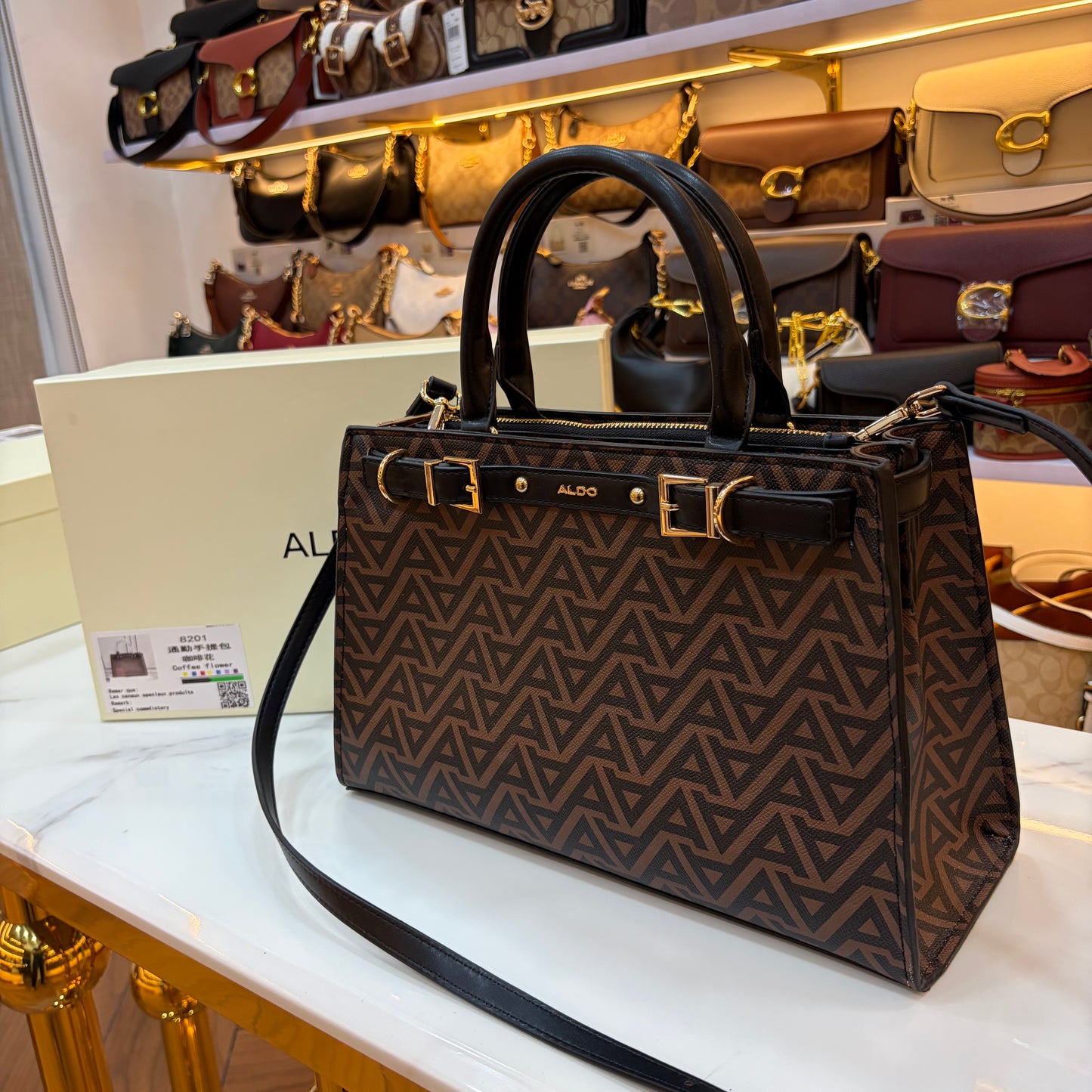 ALD Geometric Monogram Satchel - Black