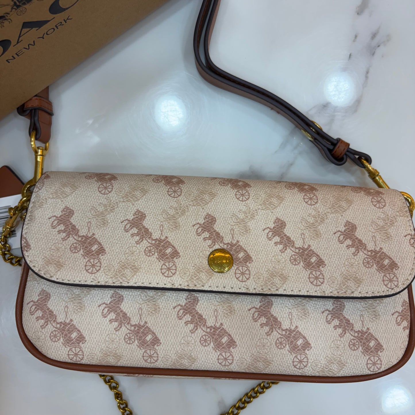 COCH Signature Canvas Brook Flap Chain Bag - Creme Colour