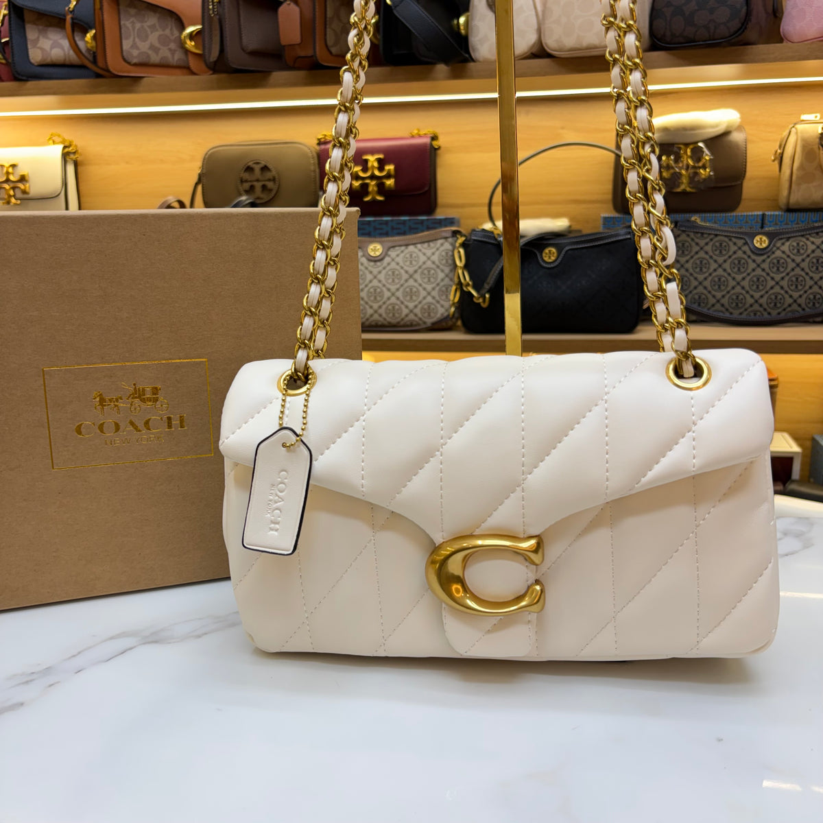 Coch Quilted Tabby Bag - White