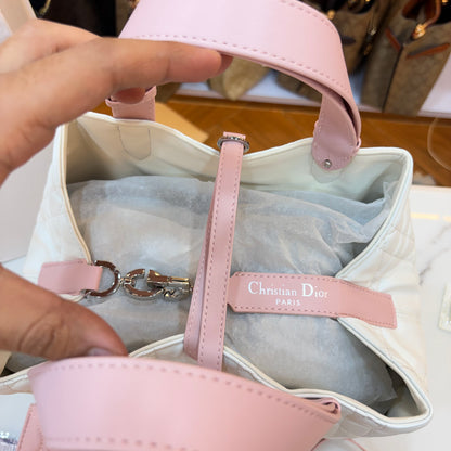 CD Toujours Vertical Tote Bag - White & Pink