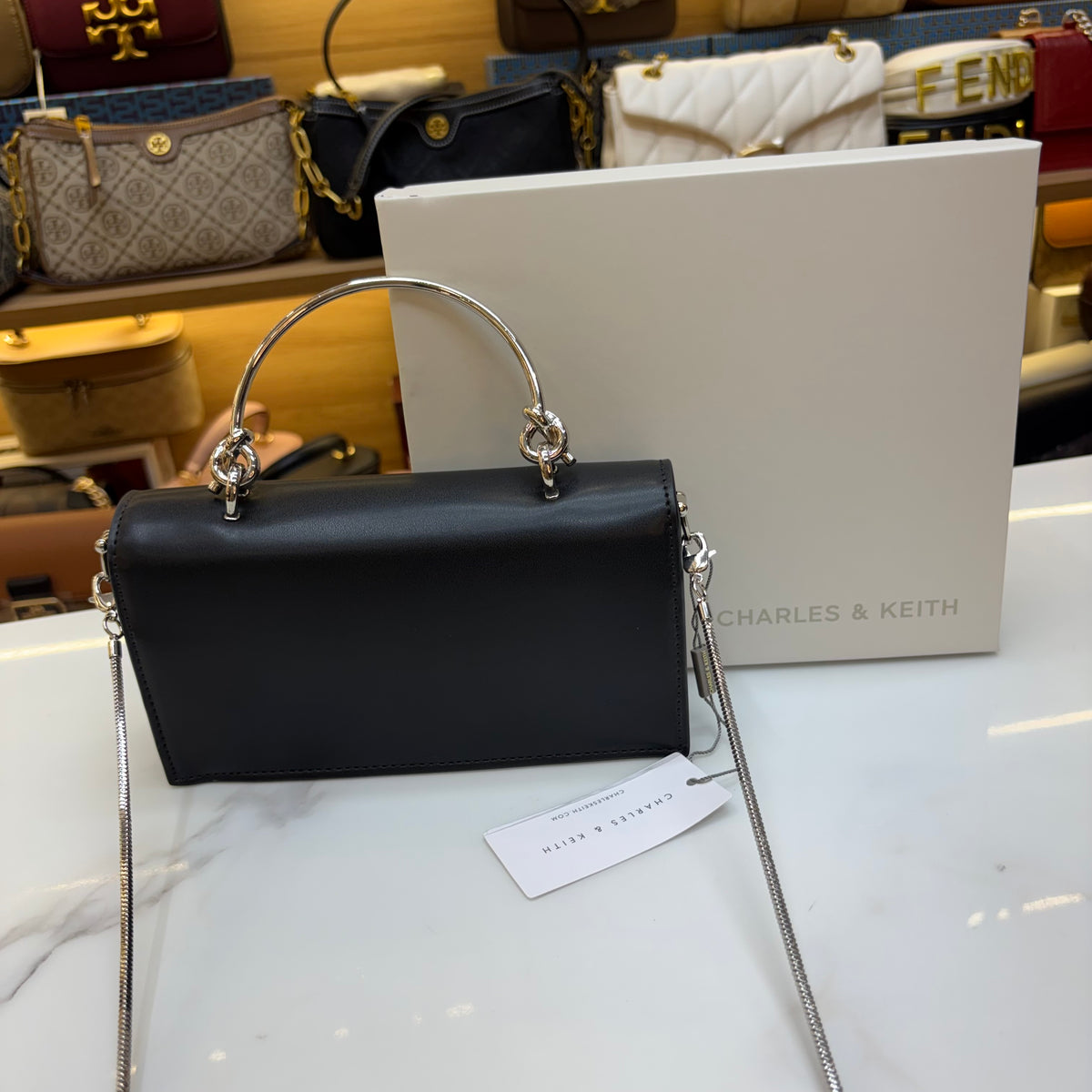 CNK Kristine Sculptural Handle Handbag - Noir