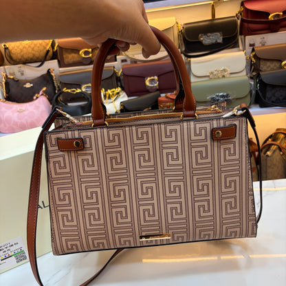 ALD Geometric Monogram Satchel - Brown