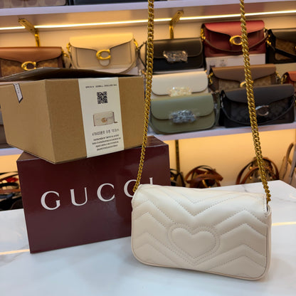 GG Marmont Mini Sling Bag - White (Ultra Premium Double Box)