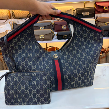 GG Giglio Large Tote Bag - Denim Canvas