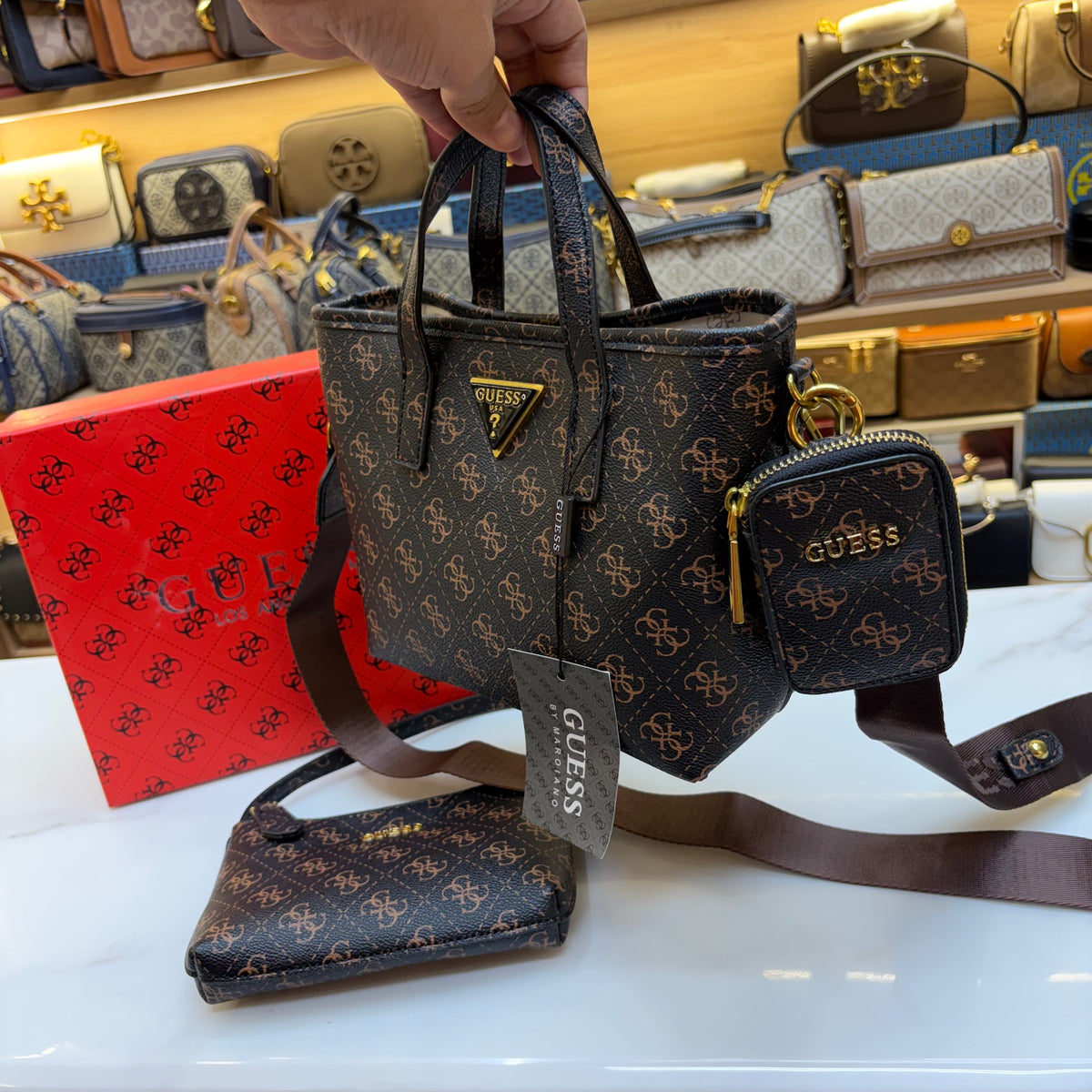 GUS 3 in 1 Satchel - Dark Monogram  Print
