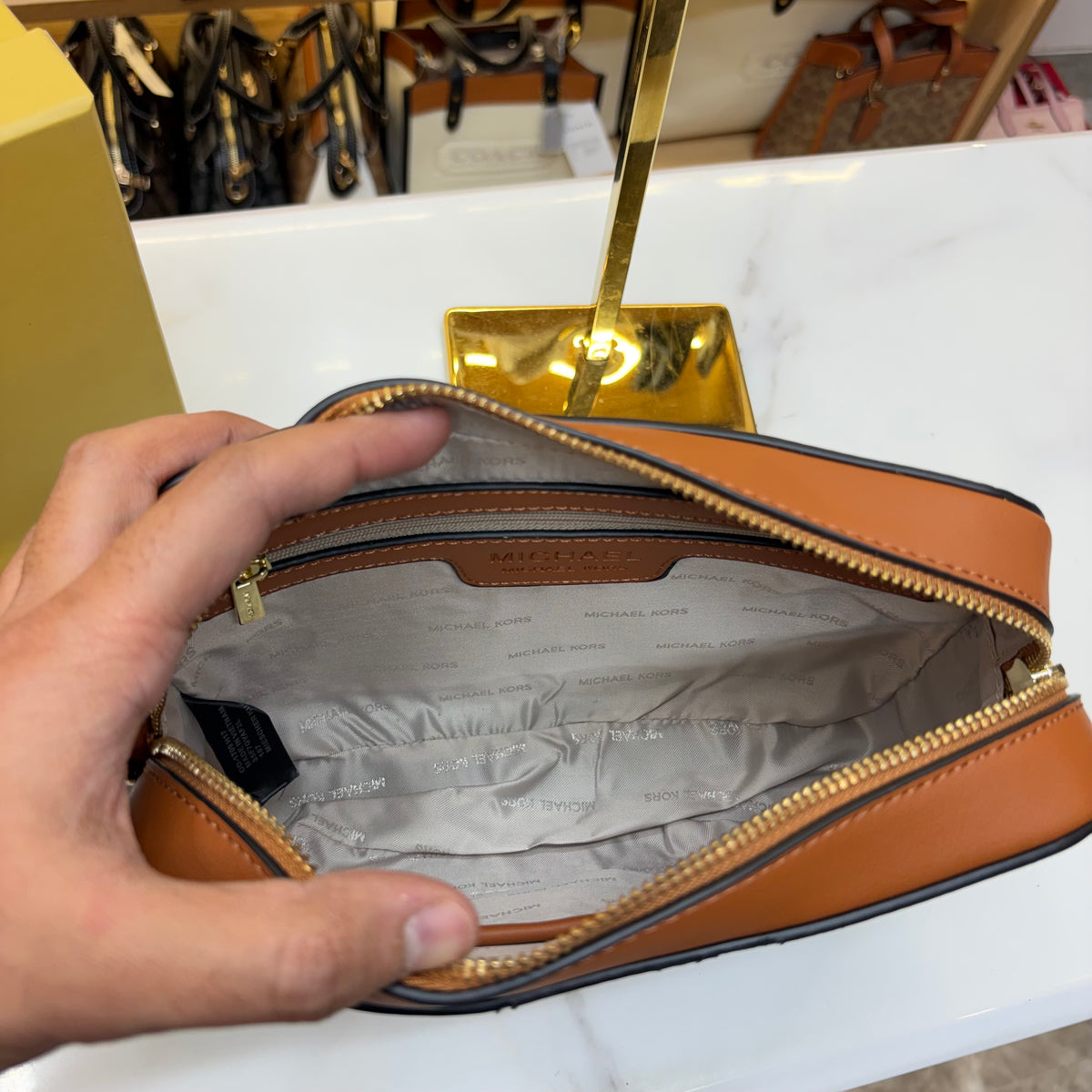 MK Dark Brown Jet Set Large Crossbody Bag