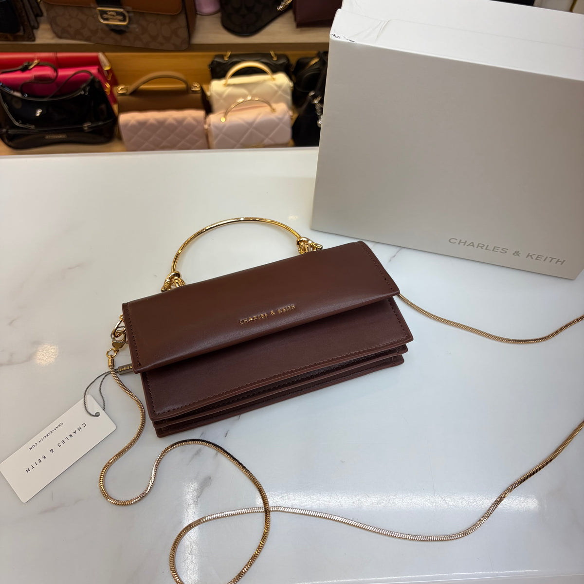 CNK Kristine Sculptural Handle Handbag - Wineberry Red
