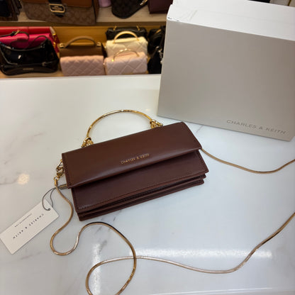 CNK Kristine Sculptural Handle Handbag - Wineberry Red