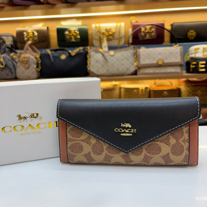 Coch Long Wallet - Signature Black & Apricot