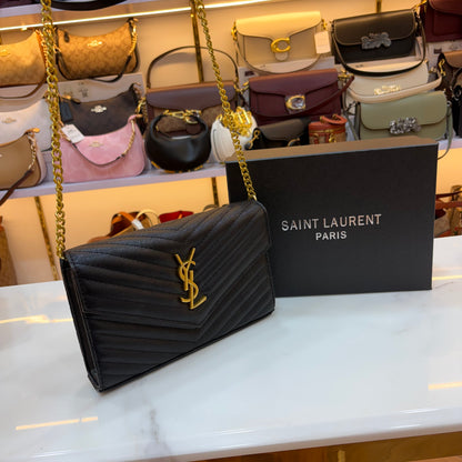 YSL Cassandre Wallet on Chain - Black
