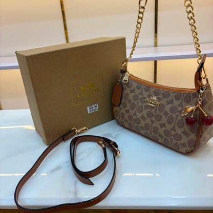 COCH TERI Sling/Shoulder Bag - Apricot (With Cherry Charm)