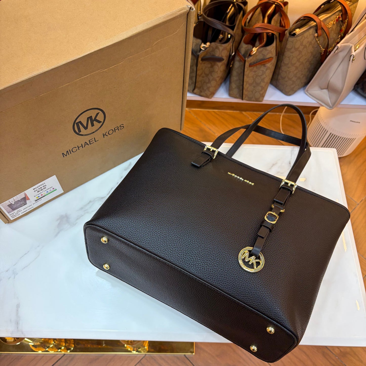 MK Quinn Full Size Top Zip Tote Bag - Black