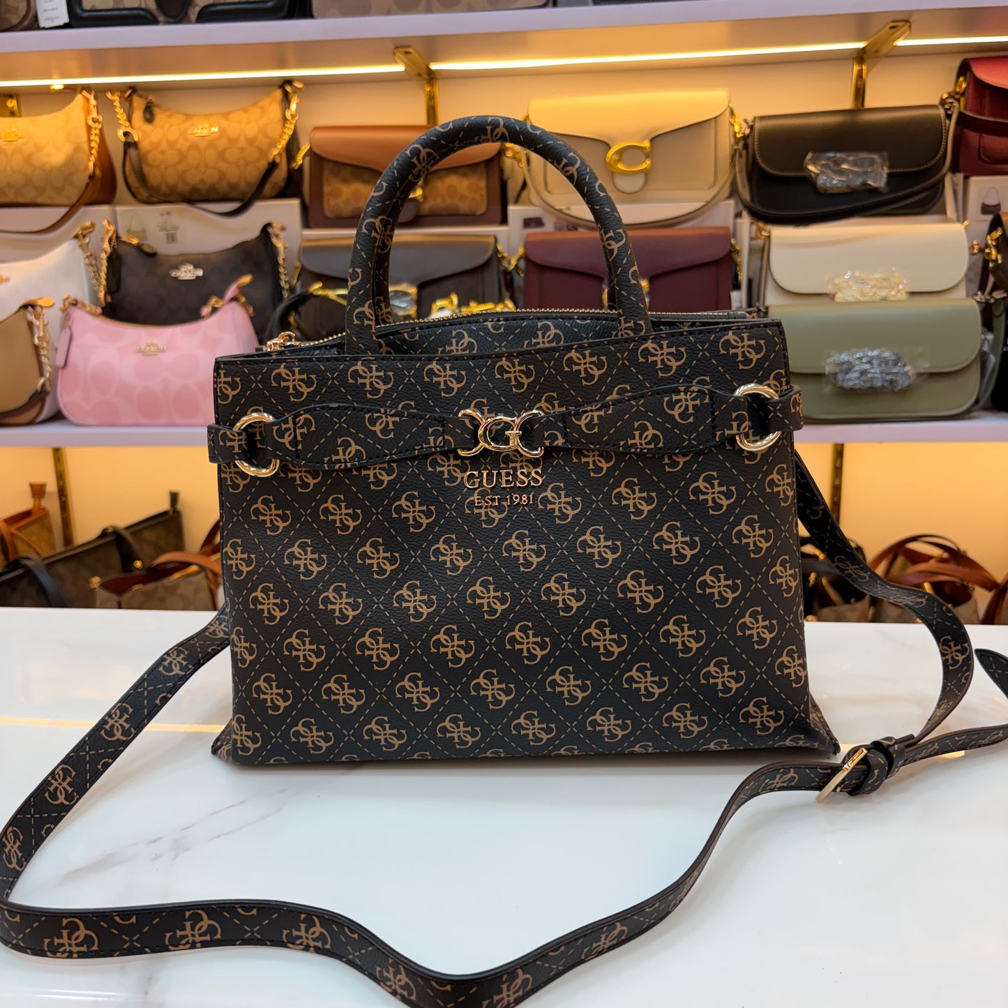 GUS Arlena Girlfriend Satchel - Black Monogram