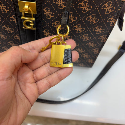 Guess Ginevra Elite Satchel - Dark Monogram Print