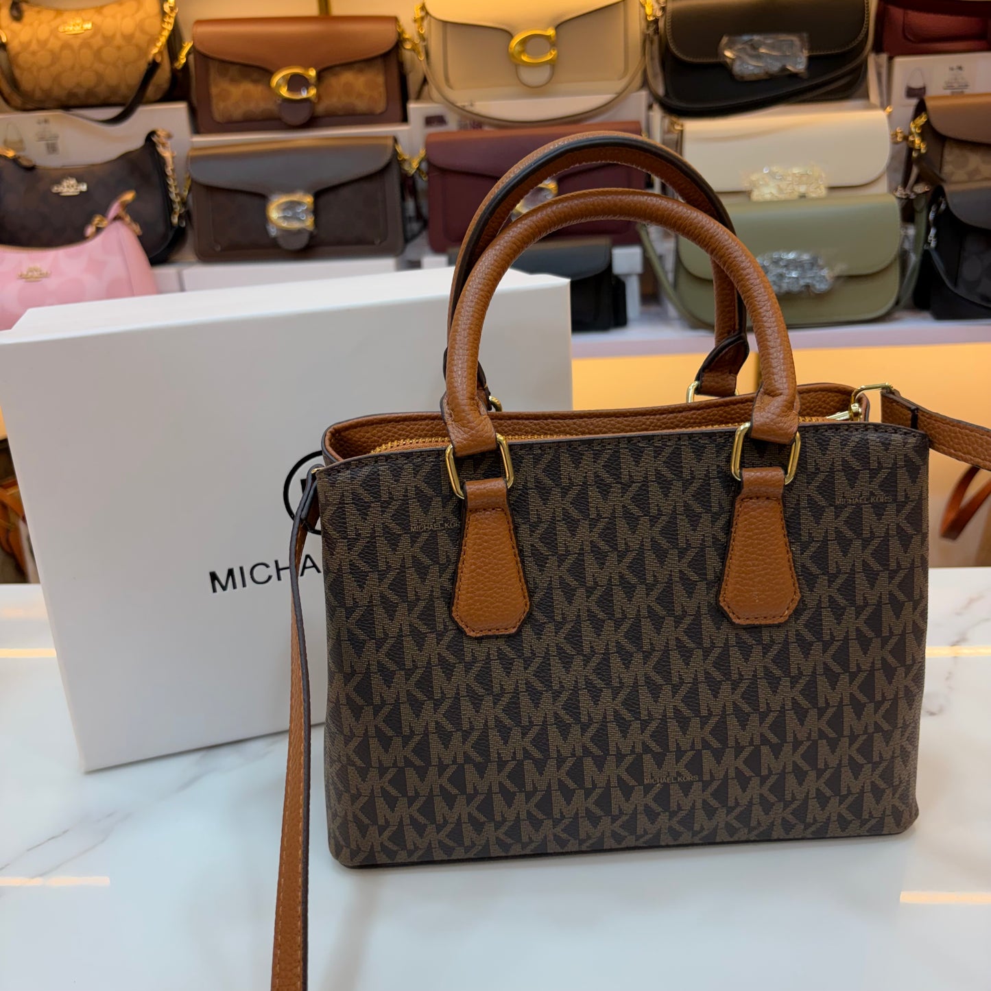MK Sheila Medium Satchel - Brown