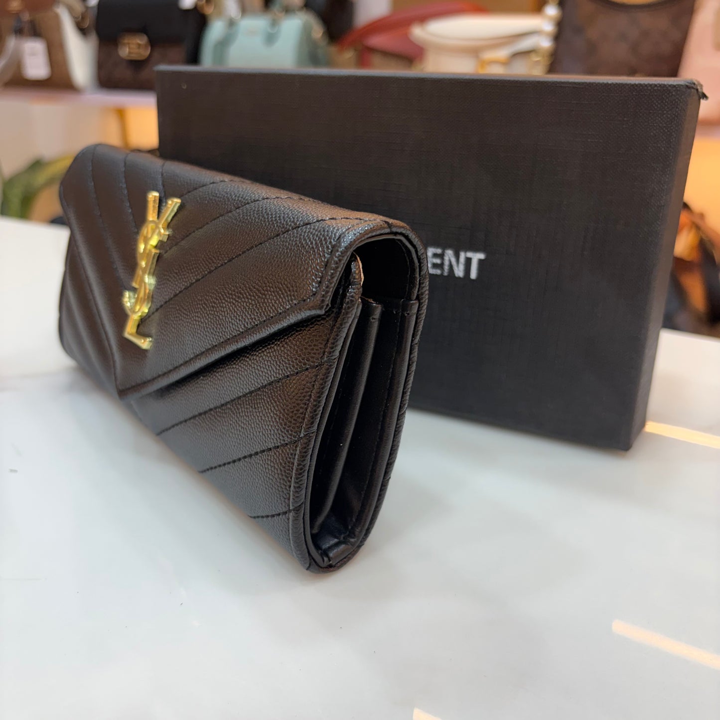 YSL Envelope Premium Wallet - Black