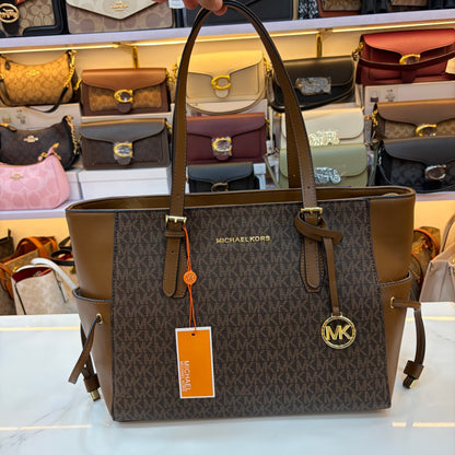 MK Gilly Large Drawstring Tote - Coffee Brown