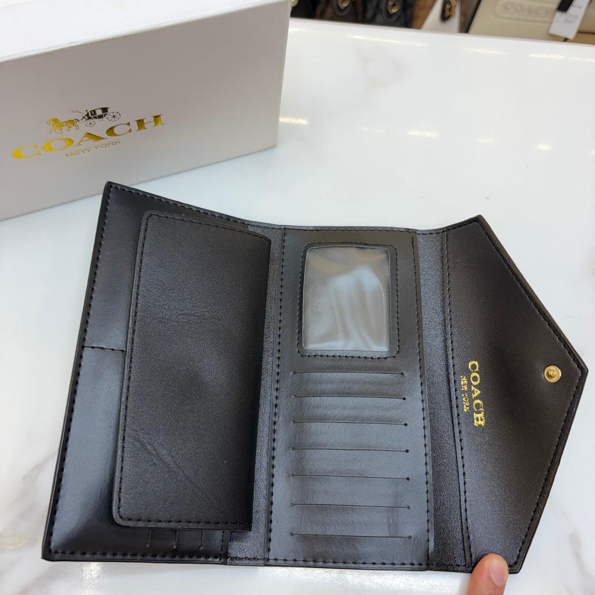 Coch Long Wallet - Signature Black & Apricot