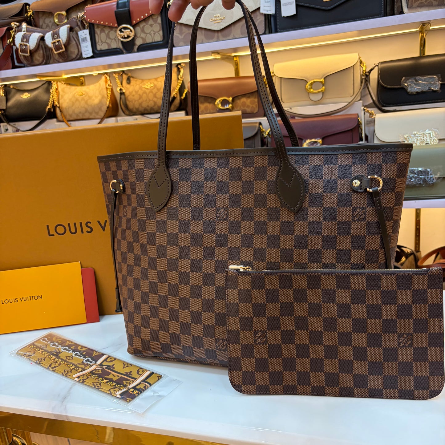 LV Neverfull MM Tote Bag - Double Box