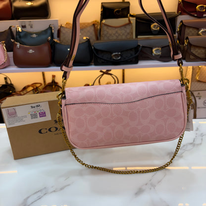 COCH Signature Canvas Brook Flap Chain Bag - Pink Colour