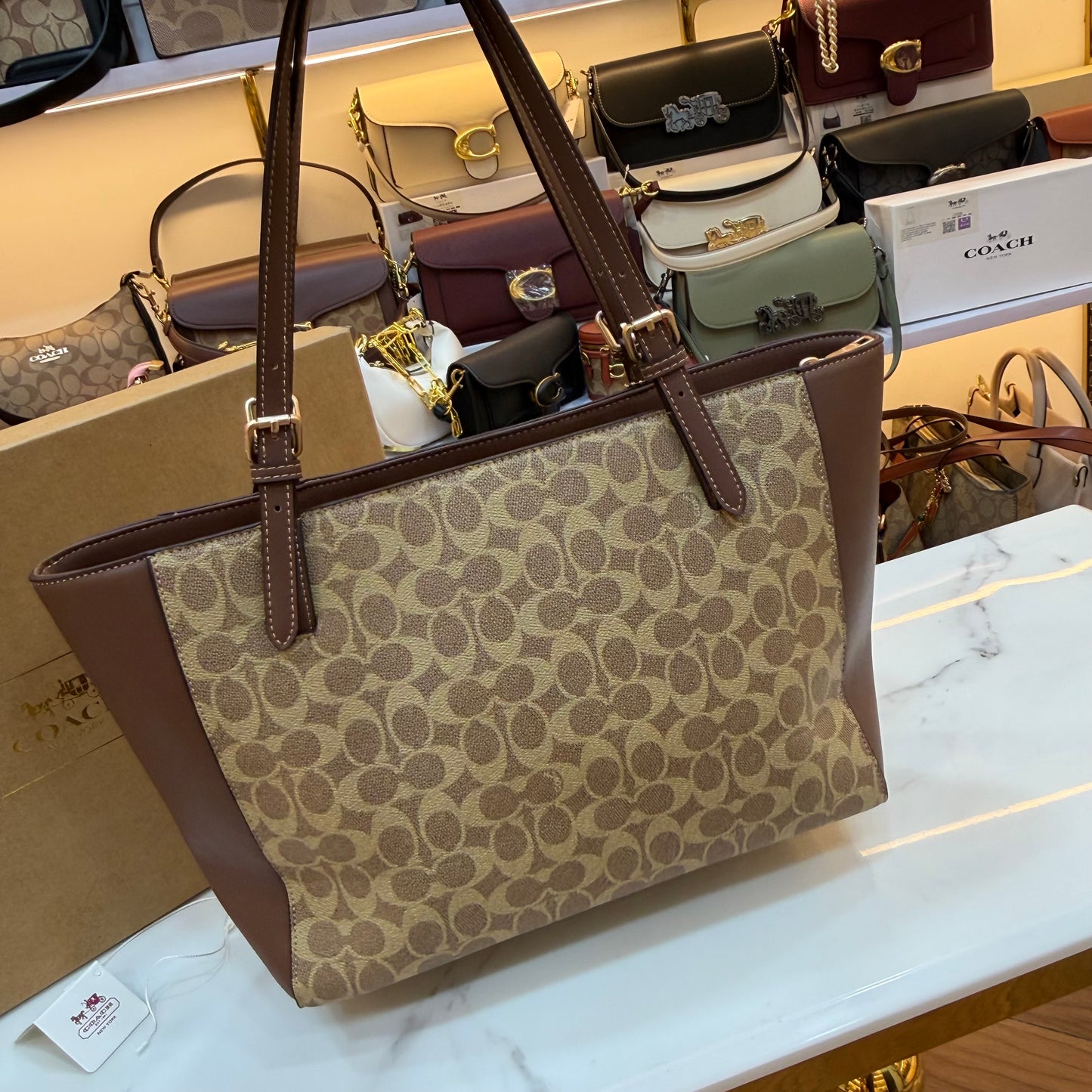 COCH Zip Top Tote Bag - Apricot Coffee