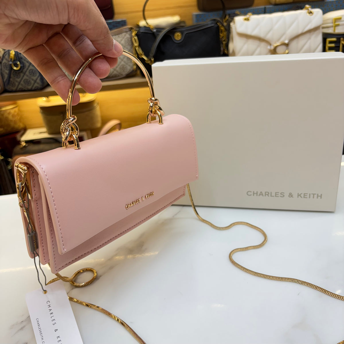 CNK Kristine Sculptural Handle Handbag - Light Pink