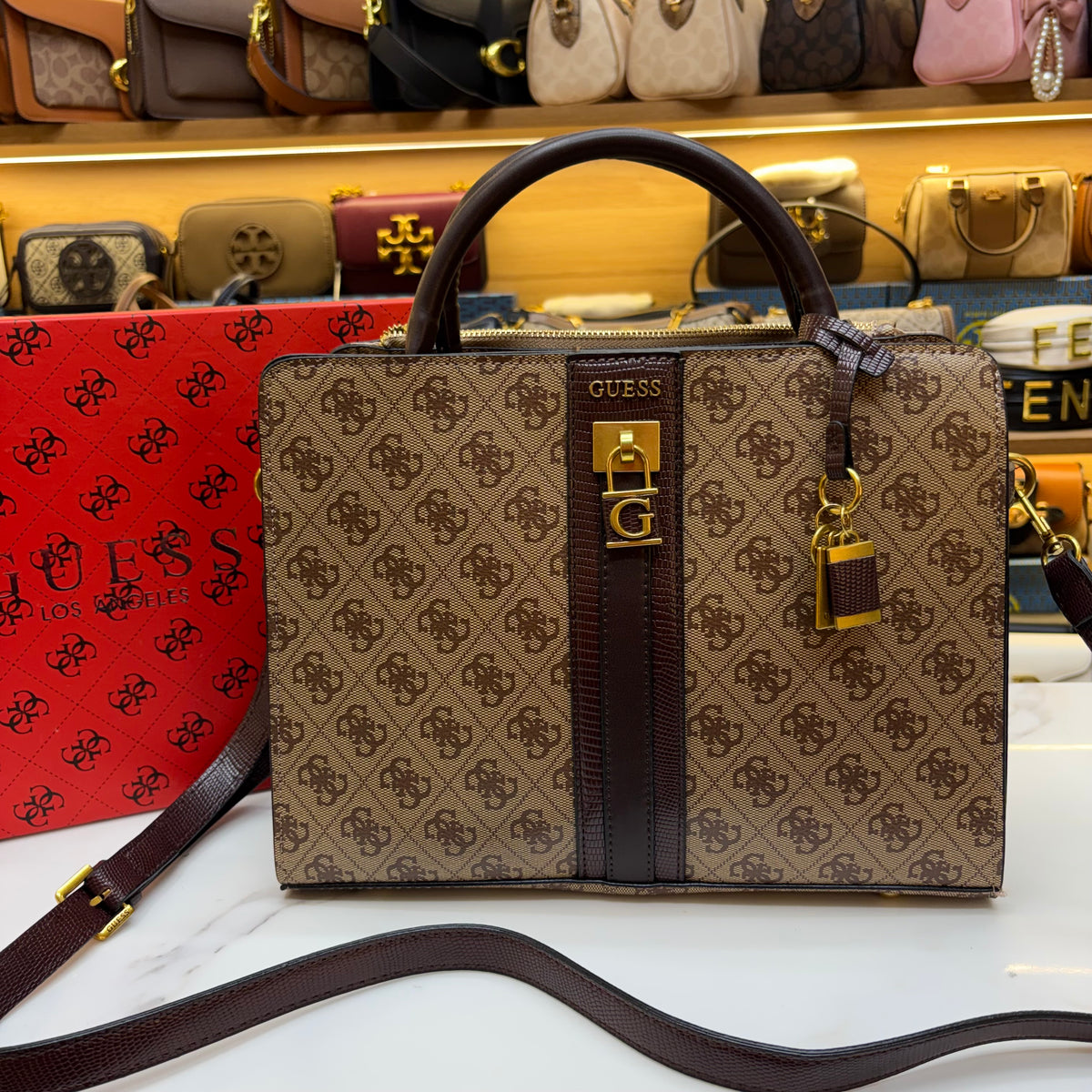 Guess Ginevra Elite Satchel - Monogram Print